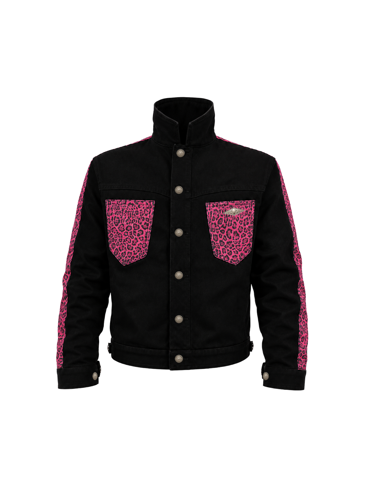 KARMANISTIC Leopard Panelled Denim Jacket