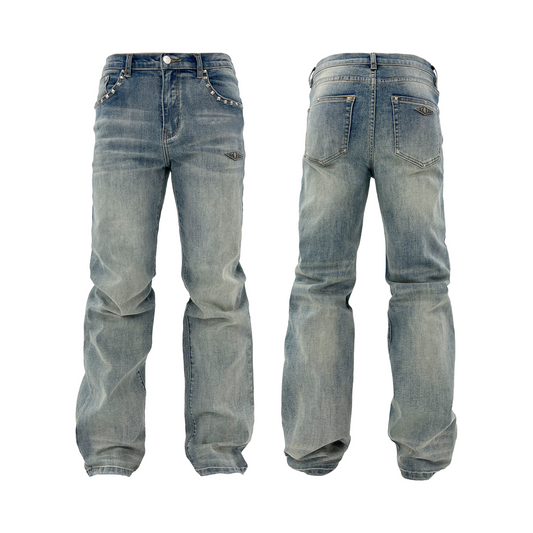 KARMANISTIC Fitted Studded Distressed Jeans