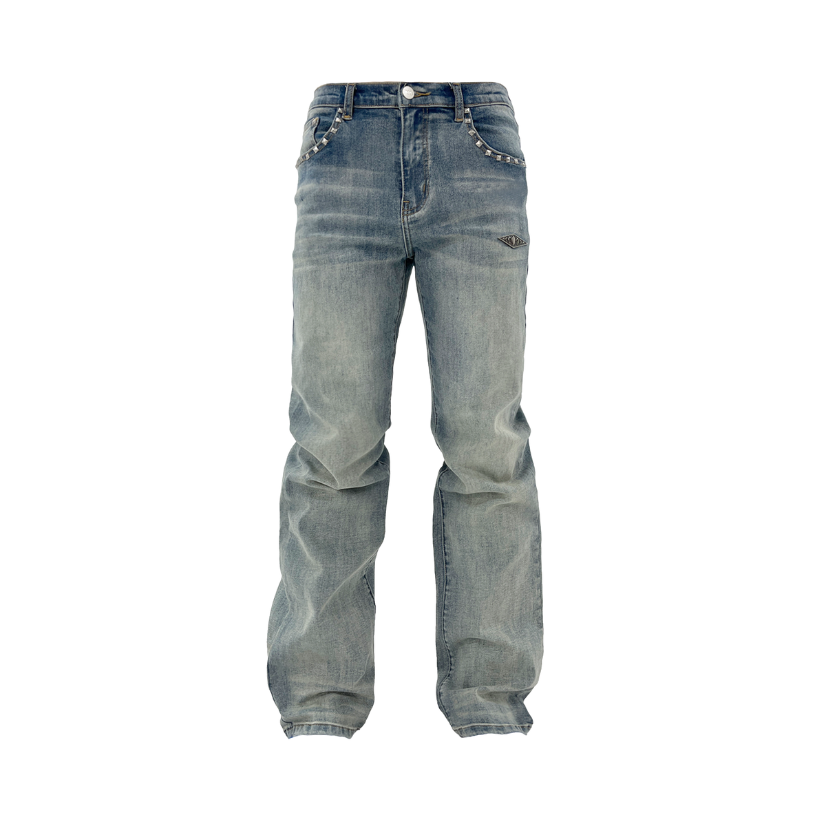 KARMANISTIC Fitted Studded Distressed Jeans