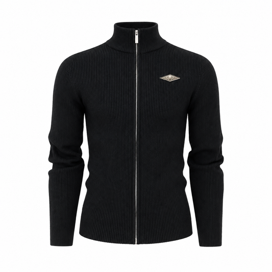 KARMANISTIC Metal Logo Fitted Knit Cardigan
