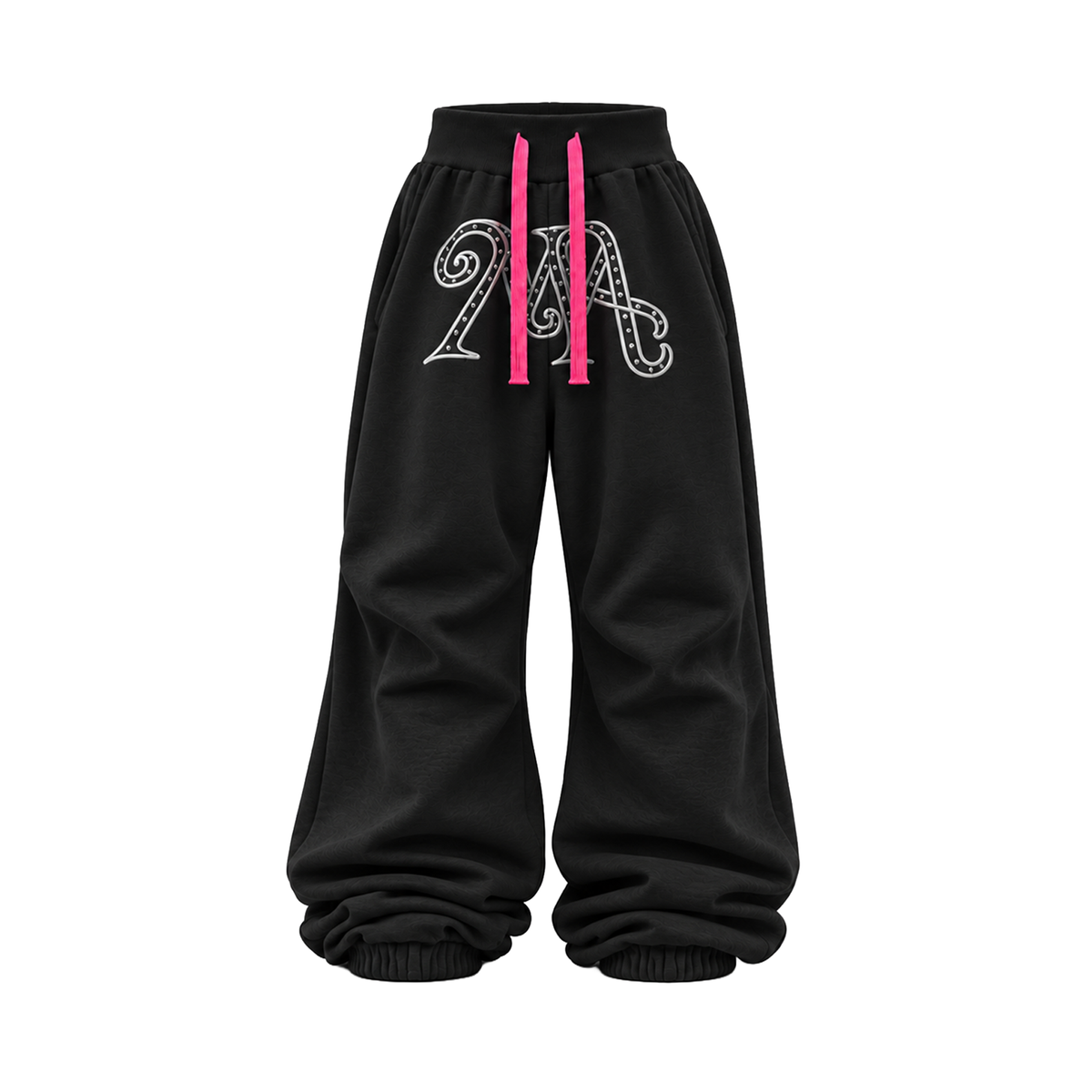 KARMANISTIC Relaxed Wide-Leg Embroidered Sweatpants