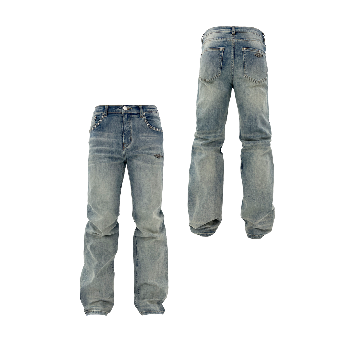 KARMANISTIC Fitted Studded Distressed Jeans