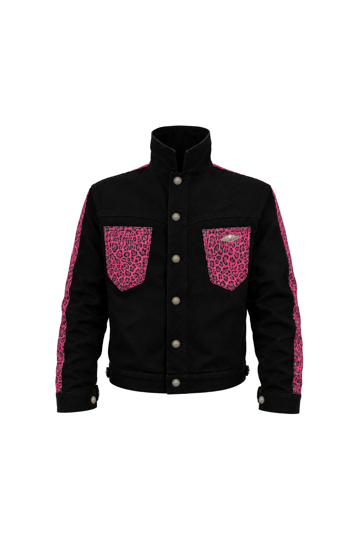 KARMANISTIC Leopard Panelled Denim Jacket