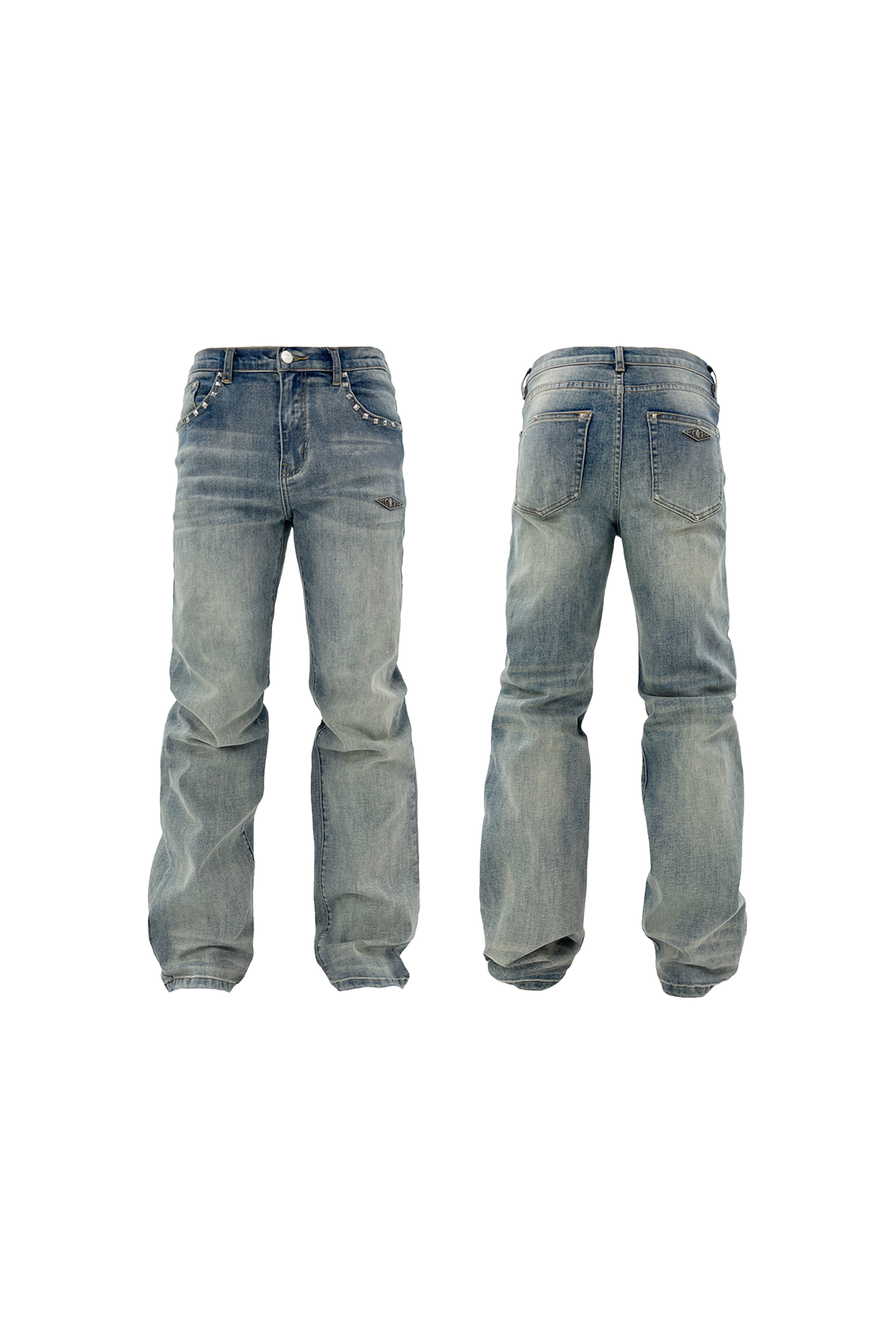 KARMANISTIC Fitted Studded Distressed Jeans