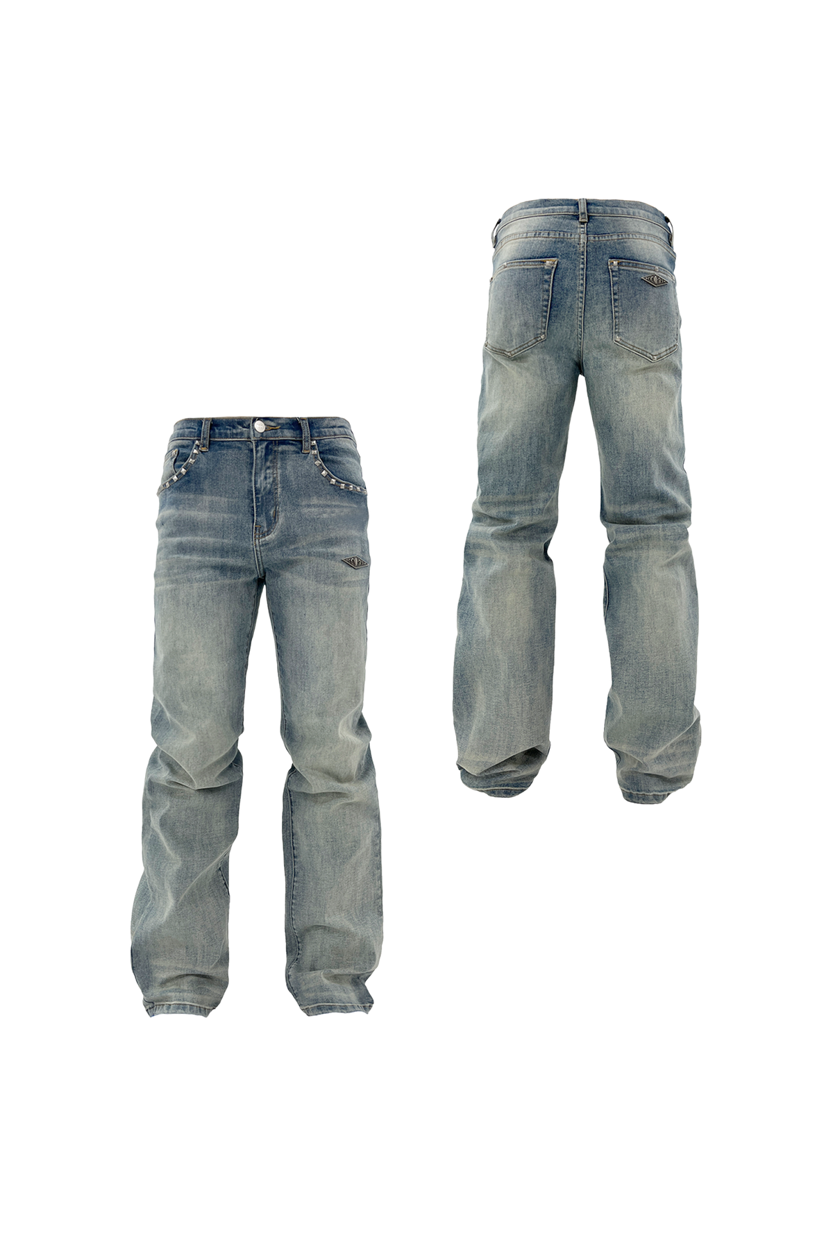 KARMANISTIC Fitted Studded Distressed Jeans