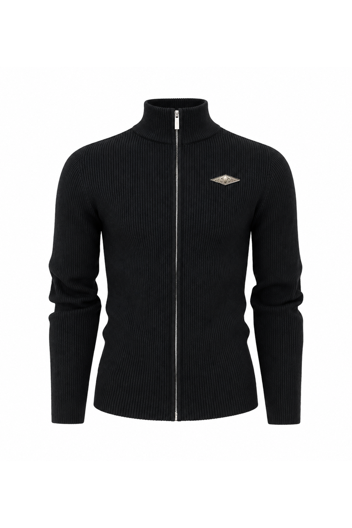 KARMANISTIC Metal Logo Fitted Knit Cardigan