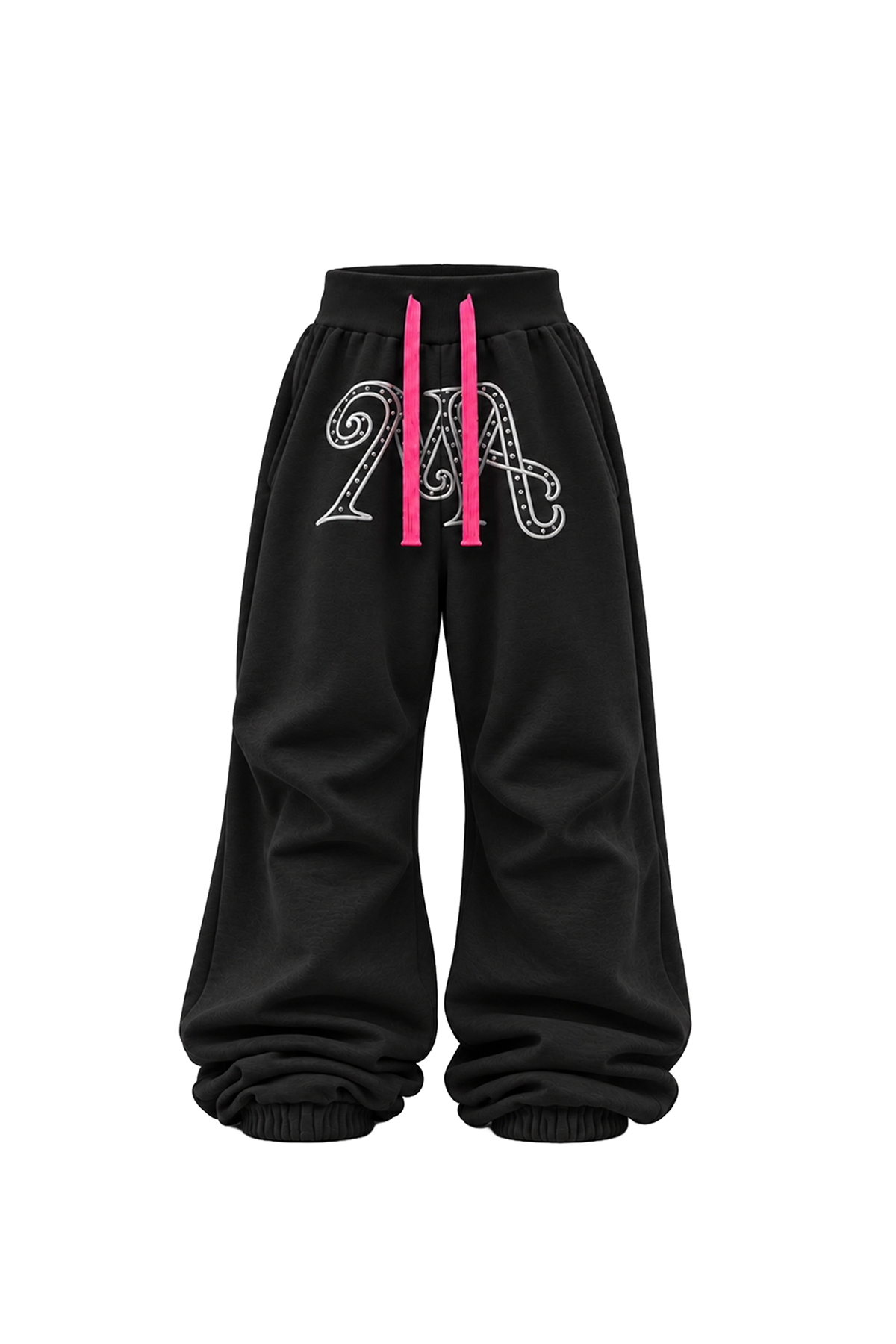 KARMANISTIC Relaxed Wide-Leg Embroidered Sweatpants