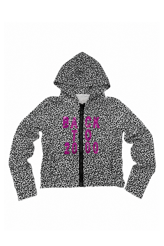 KARMANISTIC Leopard Plush Zip Hoodie