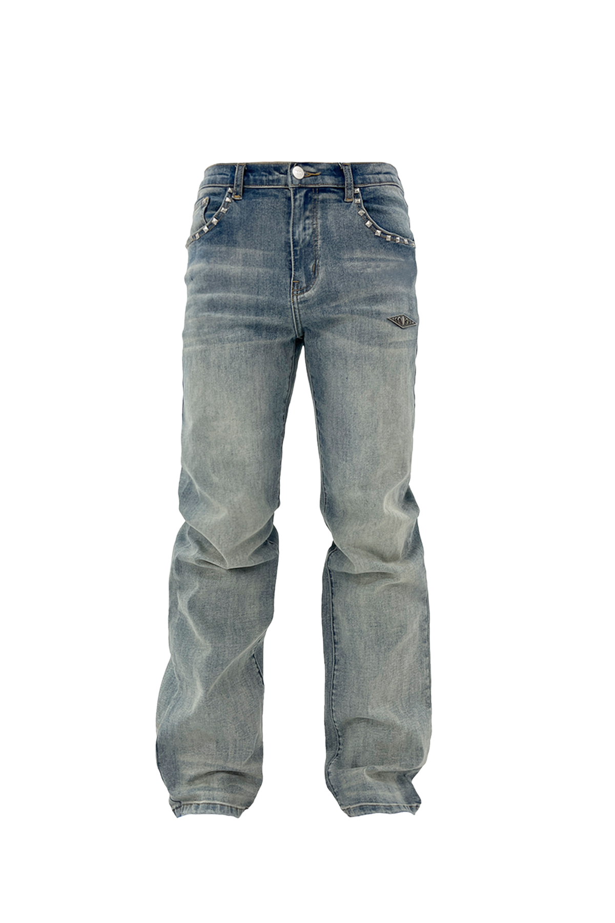 KARMANISTIC Fitted Studded Distressed Jeans