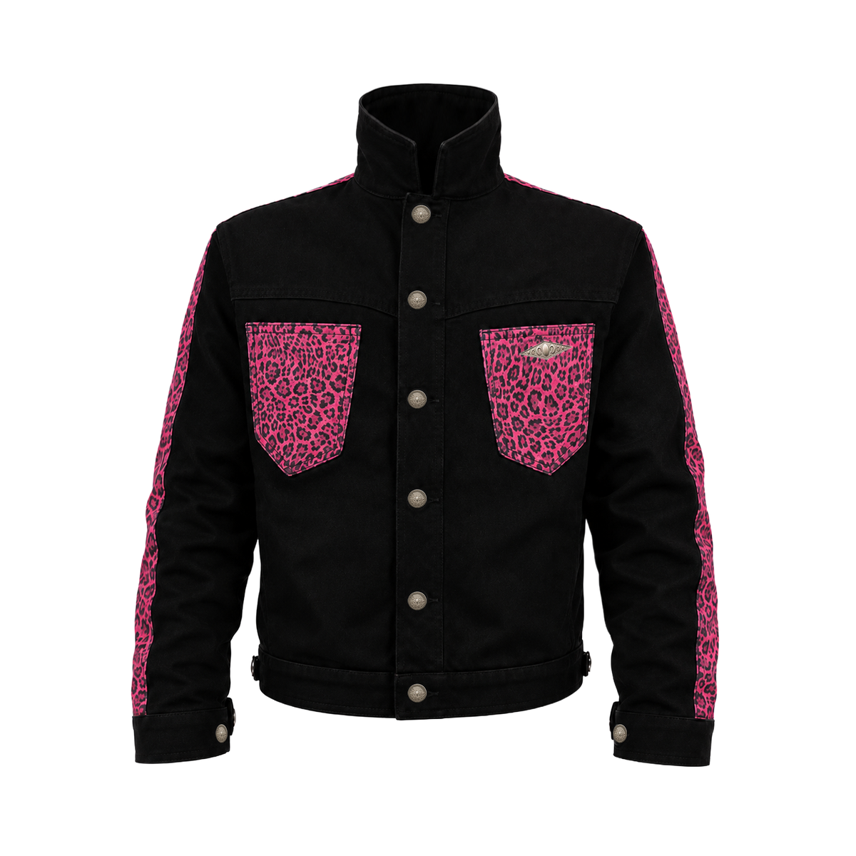 KARMANISTIC Leopard Panelled Denim Jacket
