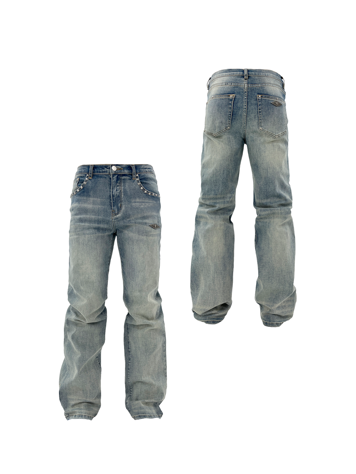 KARMANISTIC Fitted Studded Distressed Jeans