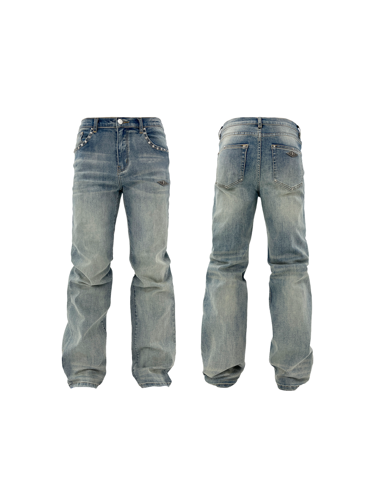 KARMANISTIC Fitted Studded Distressed Jeans