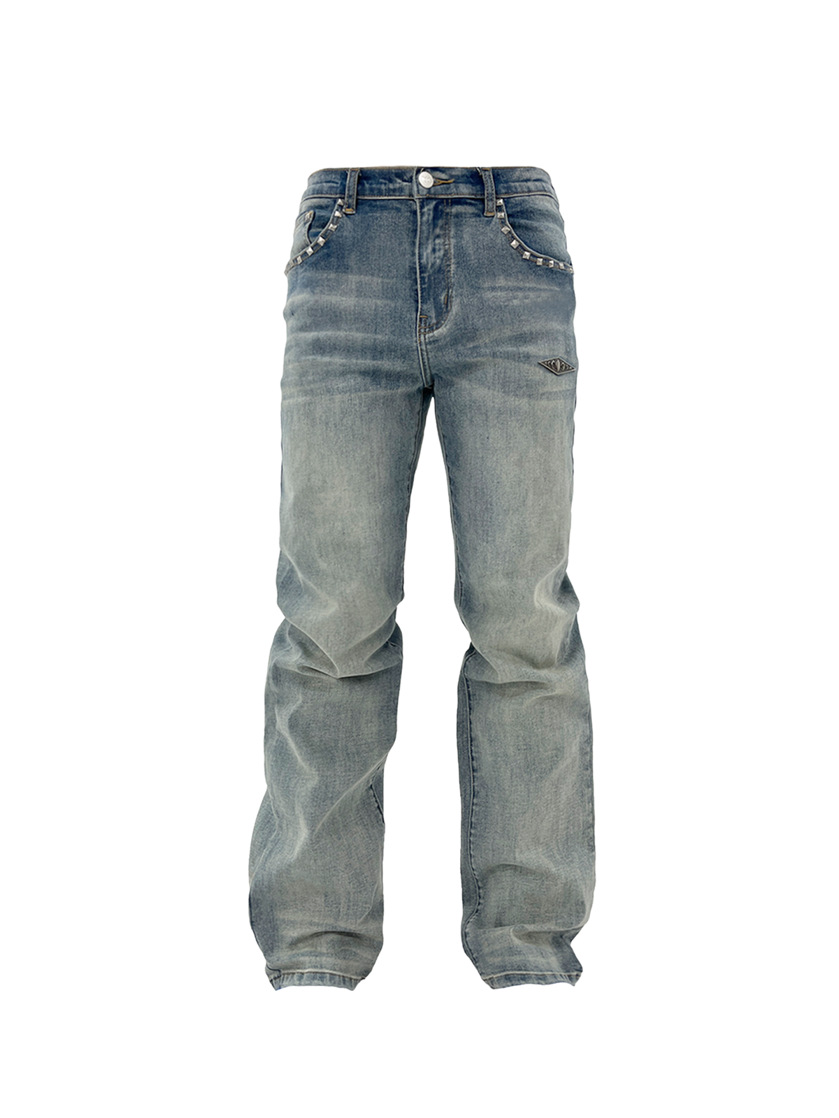 KARMANISTIC Fitted Studded Distressed Jeans