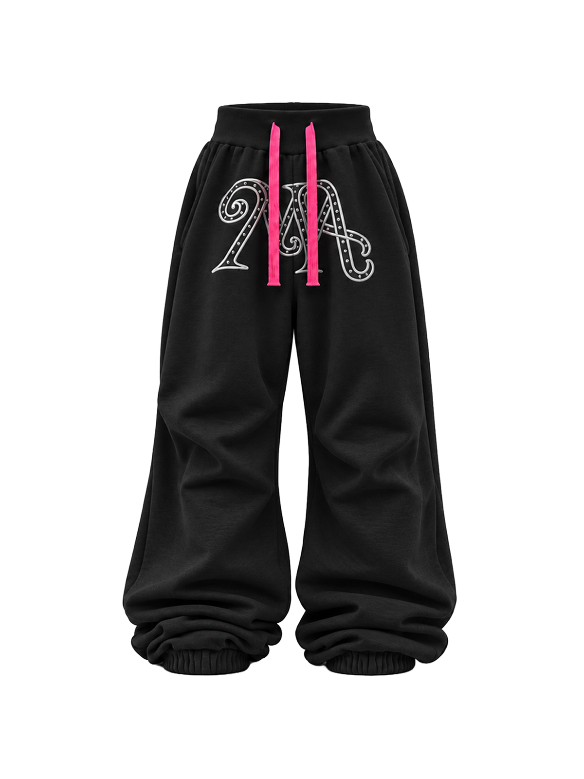 KARMANISTIC Relaxed Wide-Leg Embroidered Sweatpants