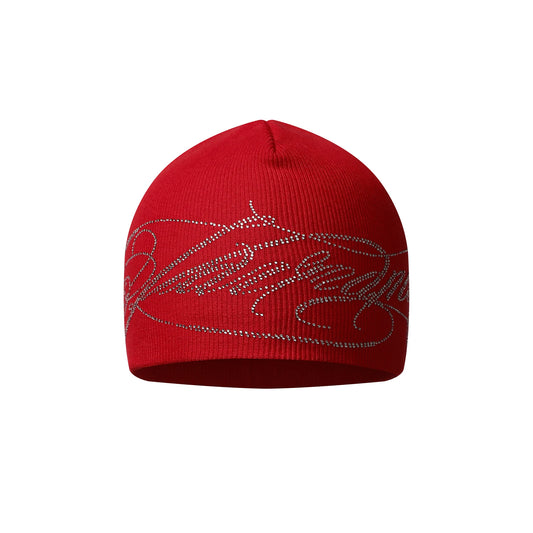 KARMANISTIC Rhinestone Knit Beanie - Red
