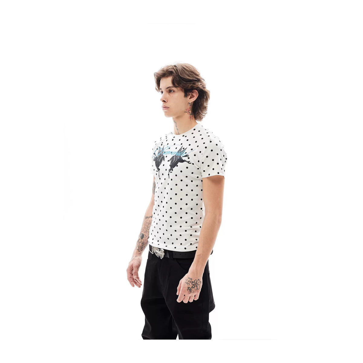 KARMANISTIC Fitted Polka-Dot Graphic T-Shirt