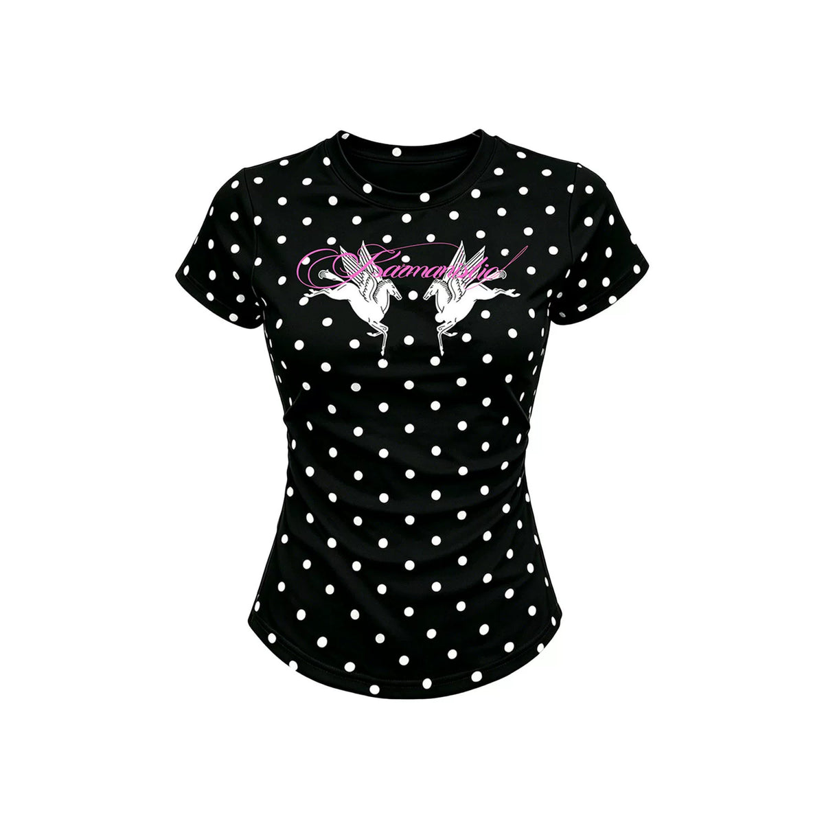 KARMANISTIC Fitted Polka-Dot Graphic T-Shirt - Black