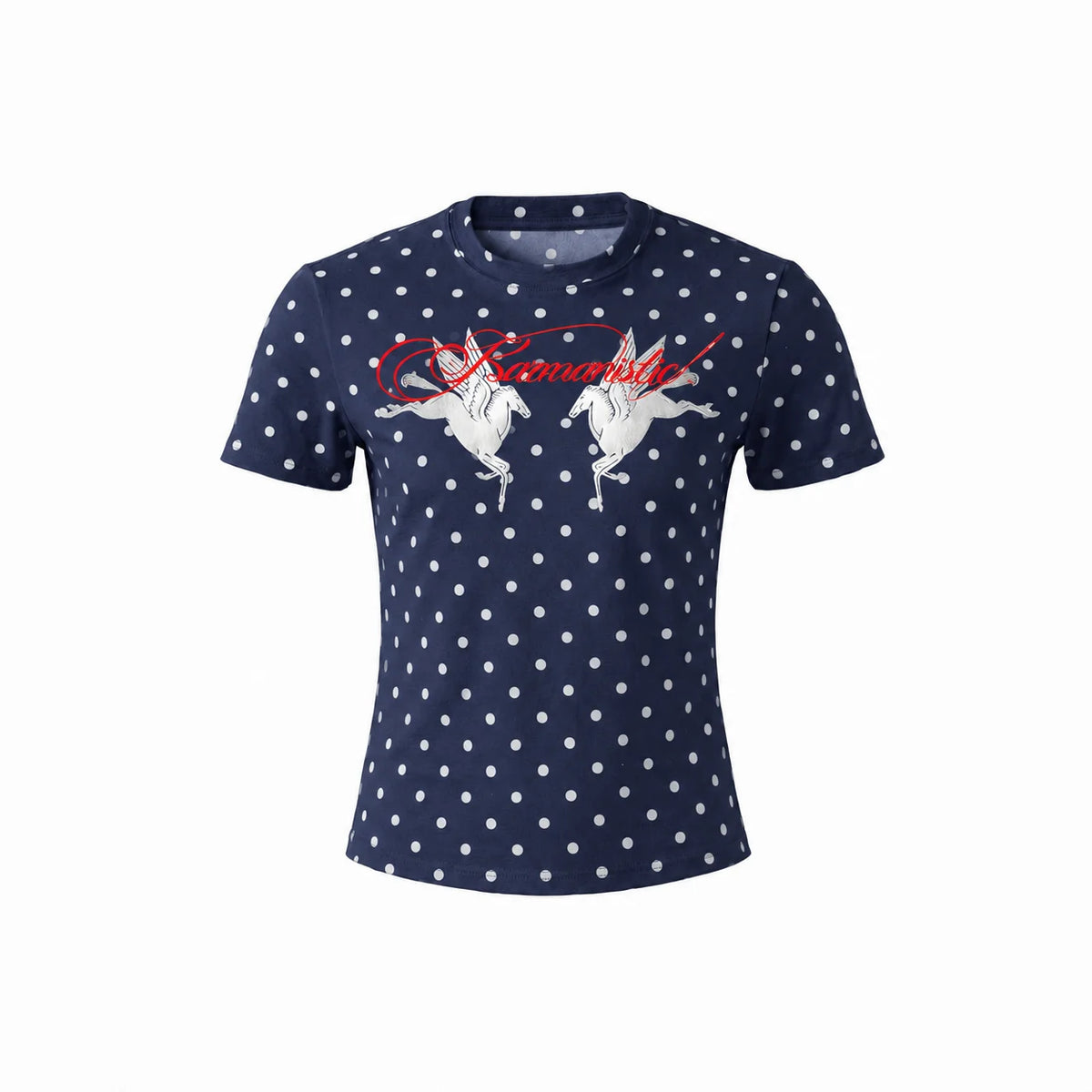 KARMANISTIC Fitted Polka-Dot Graphic T-Shirt