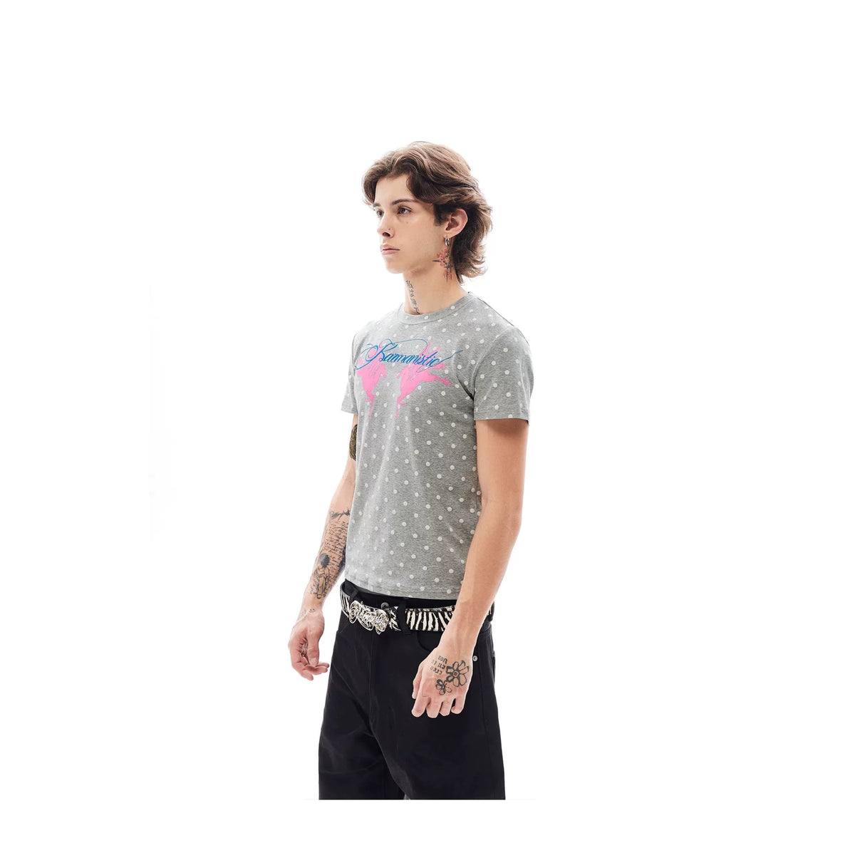 KARMANISTIC Fitted Polka-Dot Graphic T-Shirt