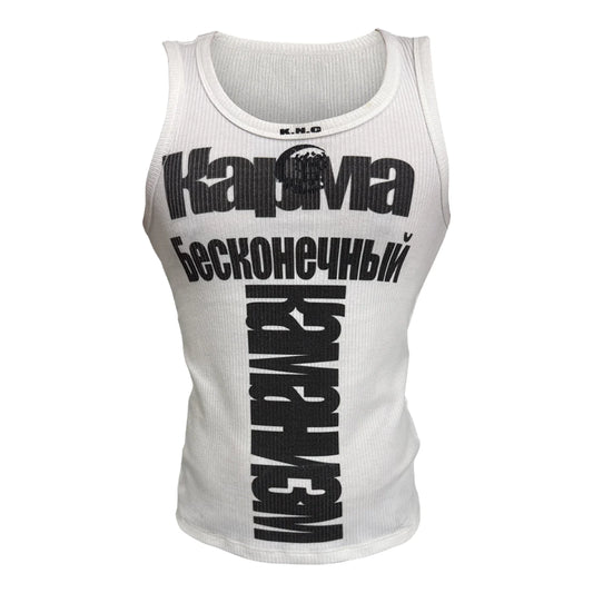KARMANISTIC Fitted Athletic Tank Top - White