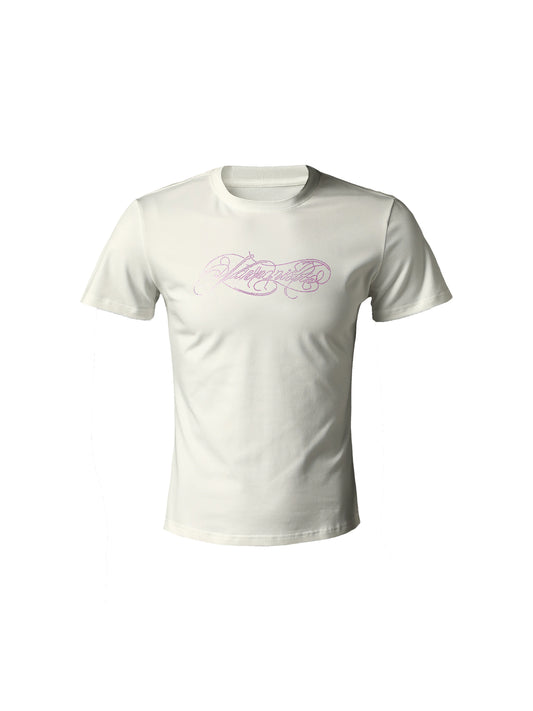 KARMANISTIC Fitted Rhinestone T-Shirt - Off-White