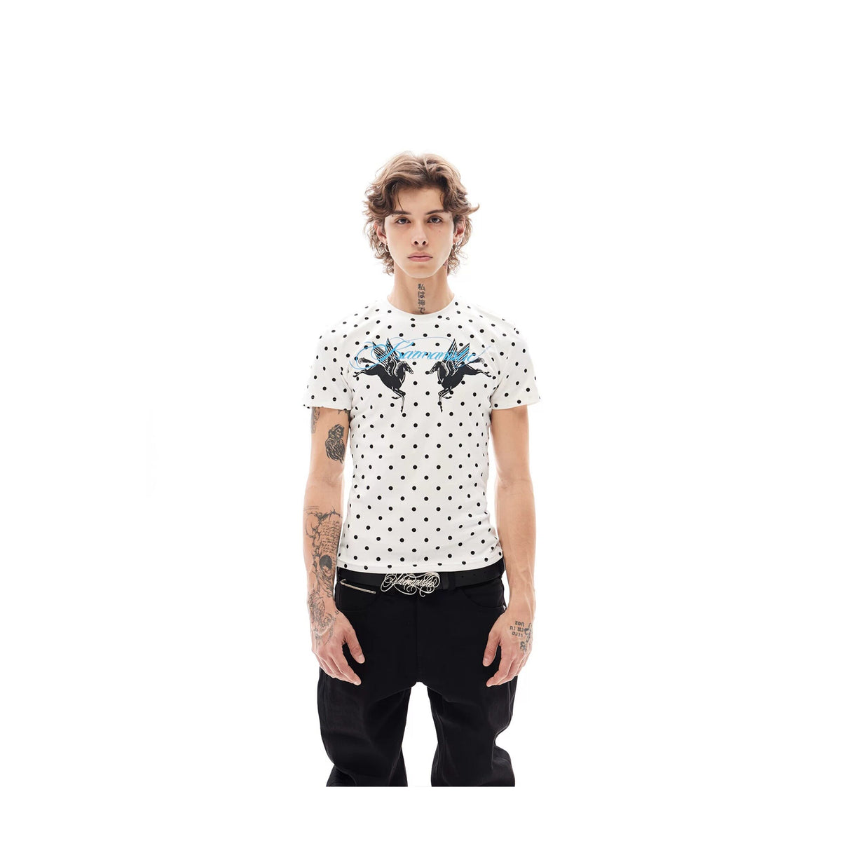 KARMANISTIC Fitted Polka-Dot Graphic T-Shirt
