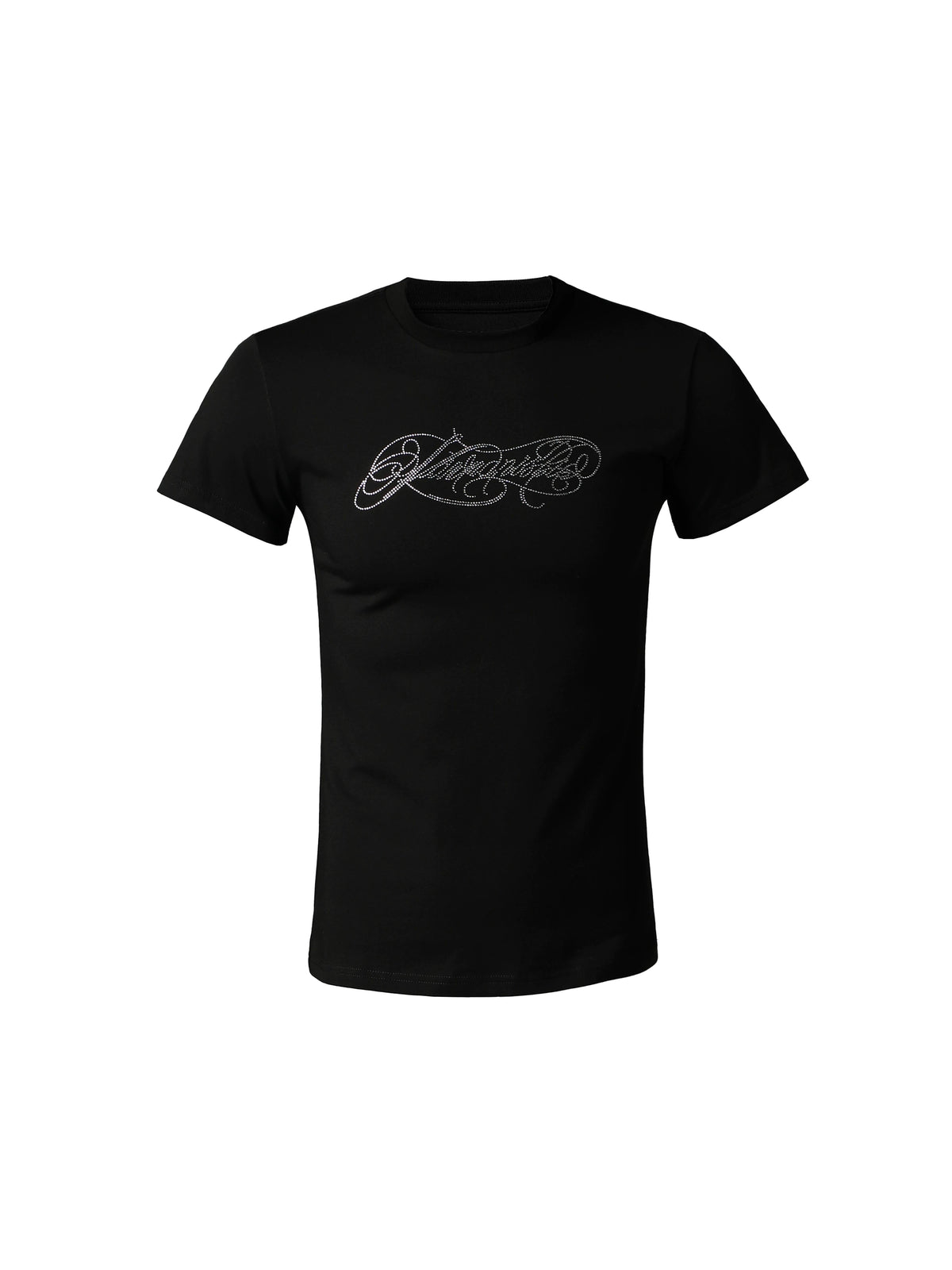 KARMANISTIC Fitted Rhinestone T-Shirt - Black