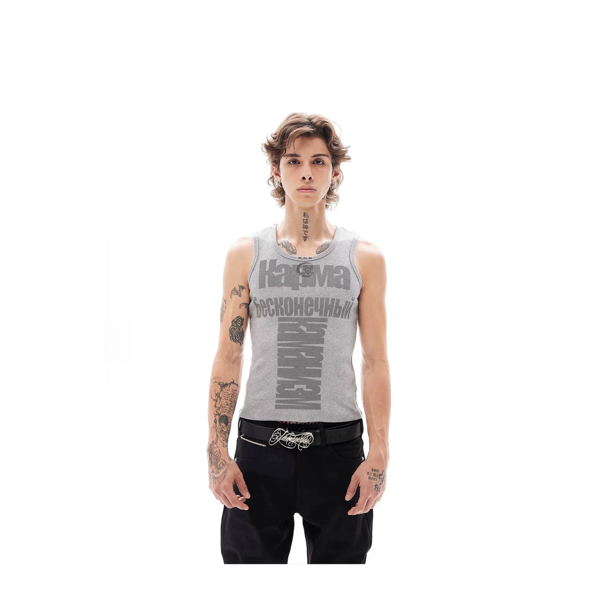 KARMANISTIC Fitted Athletic Tank Top - Gray