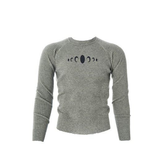 KARMANISTIC Fitted Athletic Knit Sweater - Gray