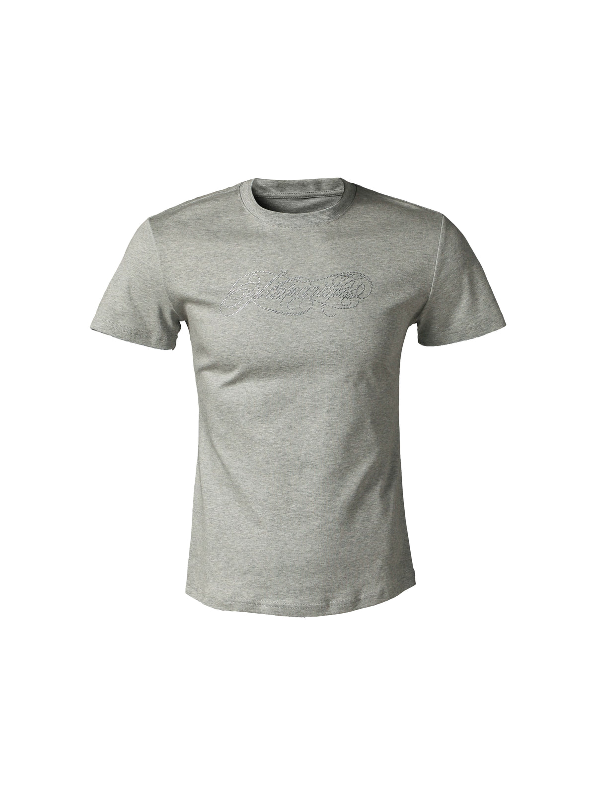 KARMANISTIC Fitted Rhinestone T-Shirt - Gray