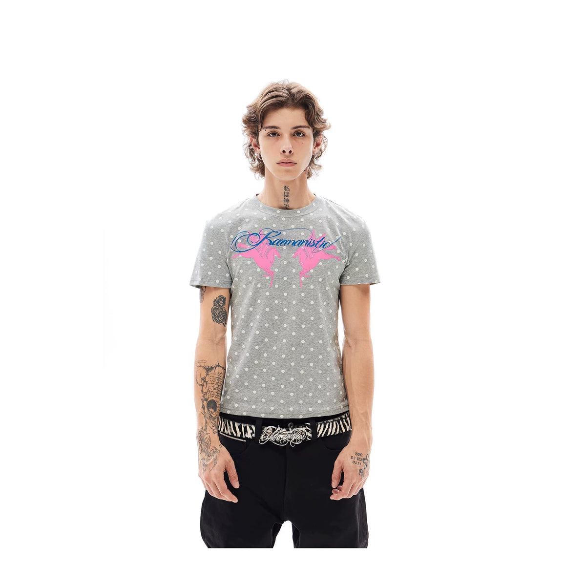 KARMANISTIC Fitted Polka-Dot Graphic T-Shirt