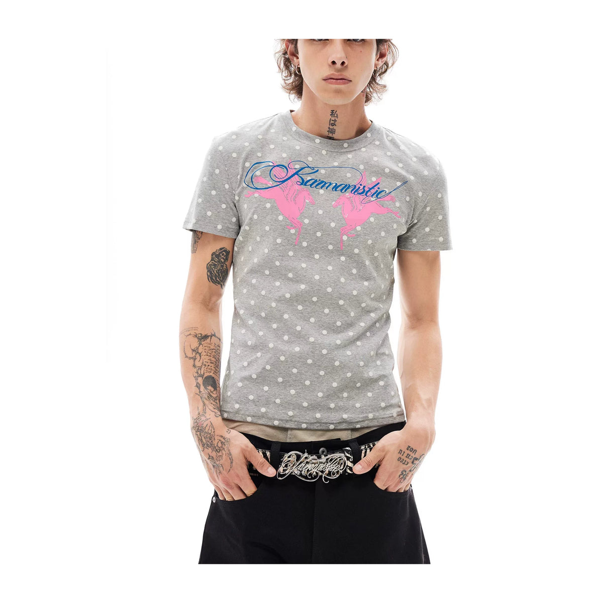 KARMANISTIC Fitted Polka-Dot Graphic T-Shirt