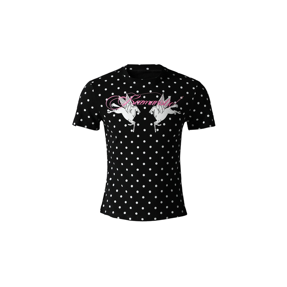 KARMANISTIC Fitted Polka-Dot Graphic T-Shirt