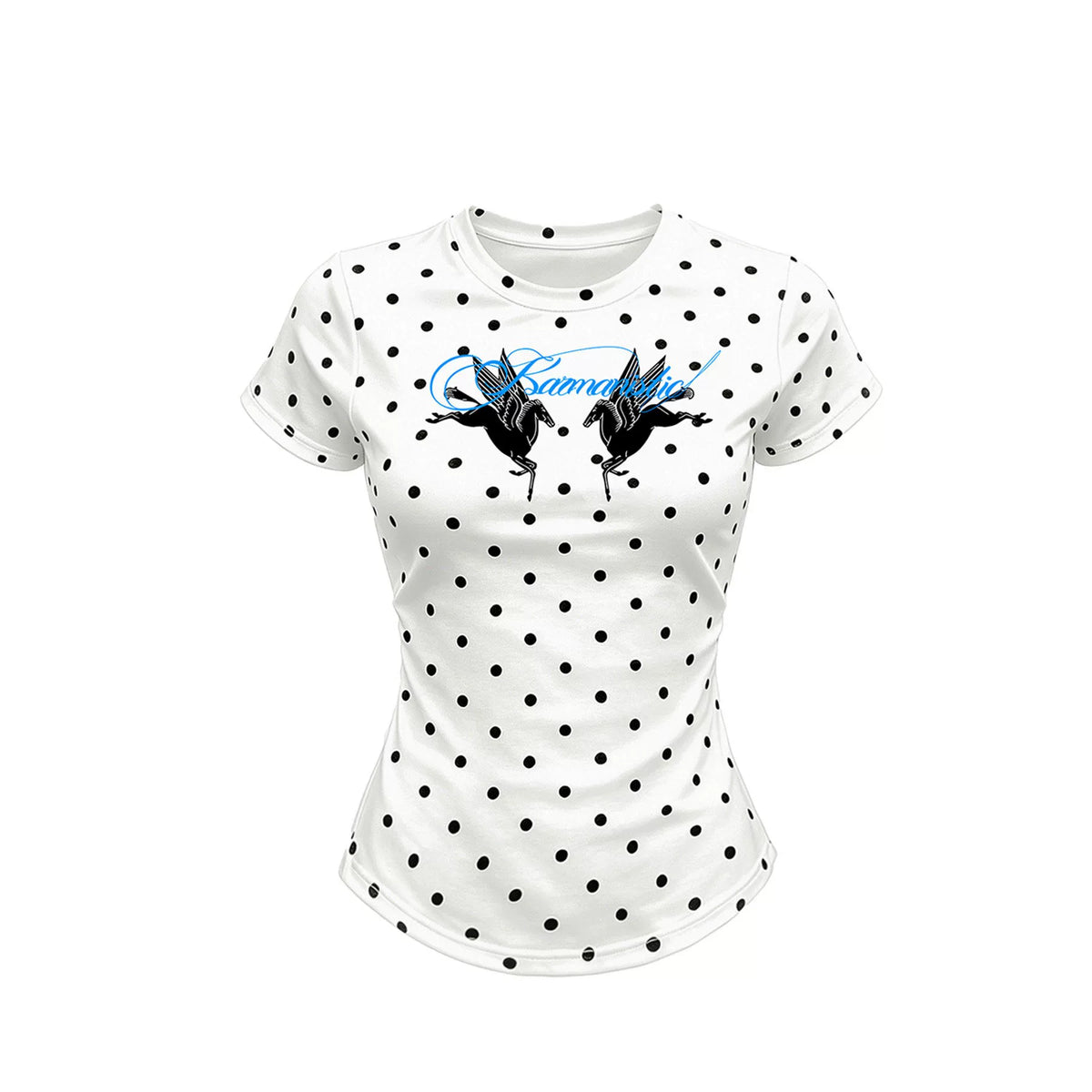 KARMANISTIC Fitted Polka-Dot Graphic T-Shirt - White