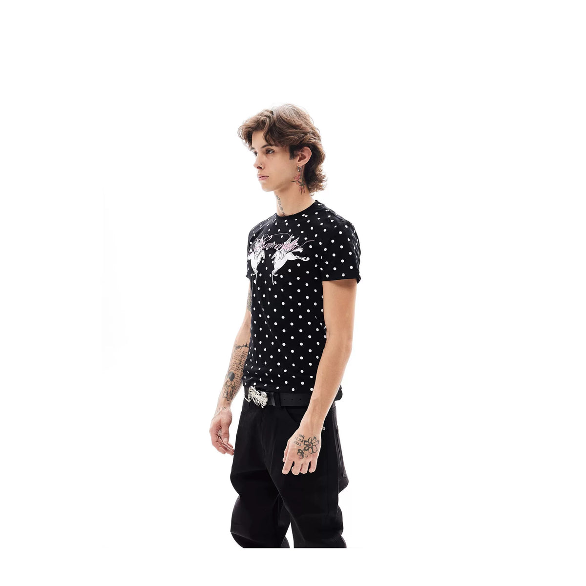 KARMANISTIC Fitted Polka-Dot Graphic T-Shirt