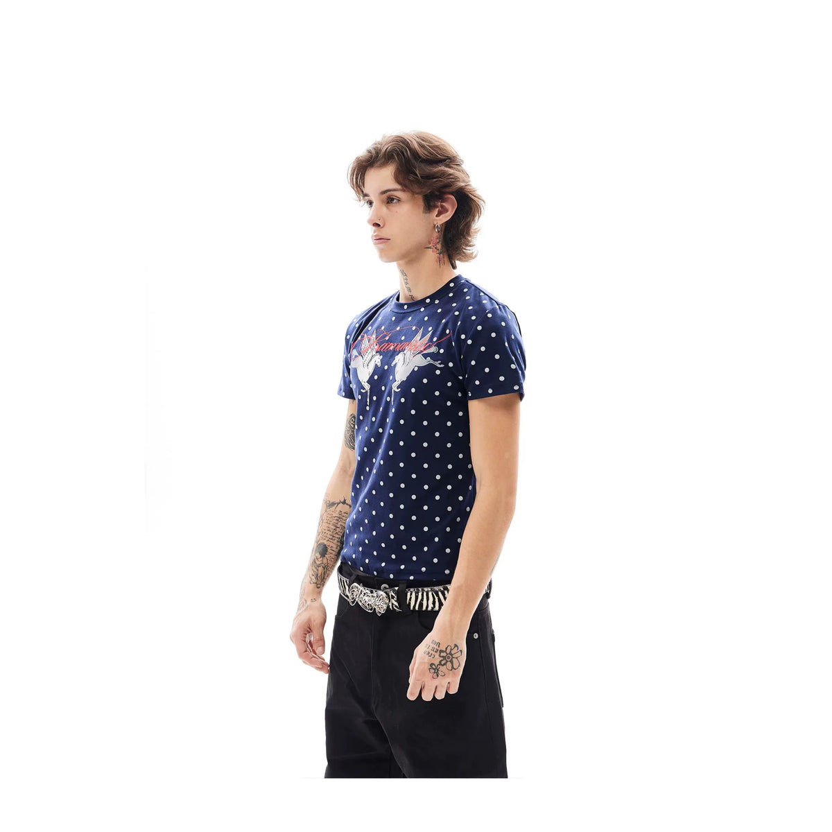 KARMANISTIC Fitted Polka-Dot Graphic T-Shirt