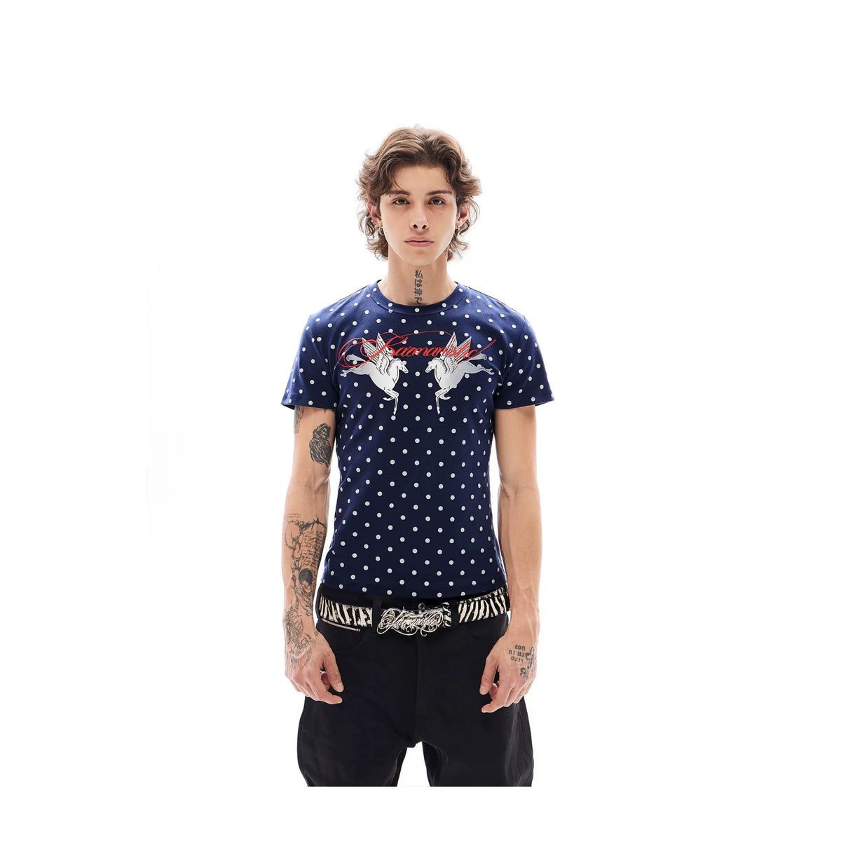 KARMANISTIC Fitted Polka-Dot Graphic T-Shirt
