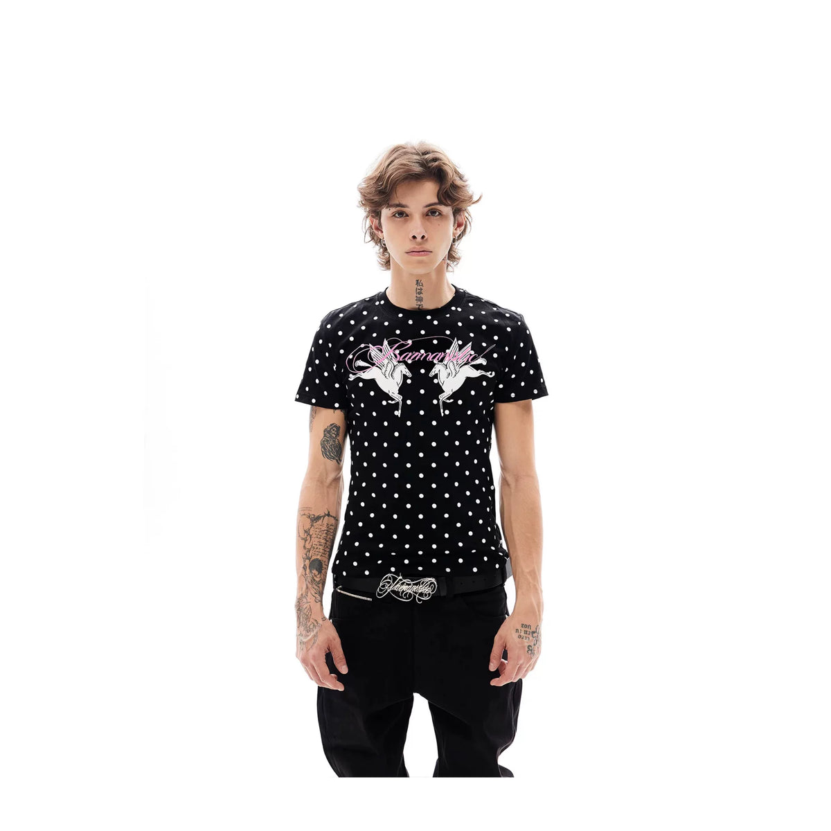 KARMANISTIC Fitted Polka-Dot Graphic T-Shirt