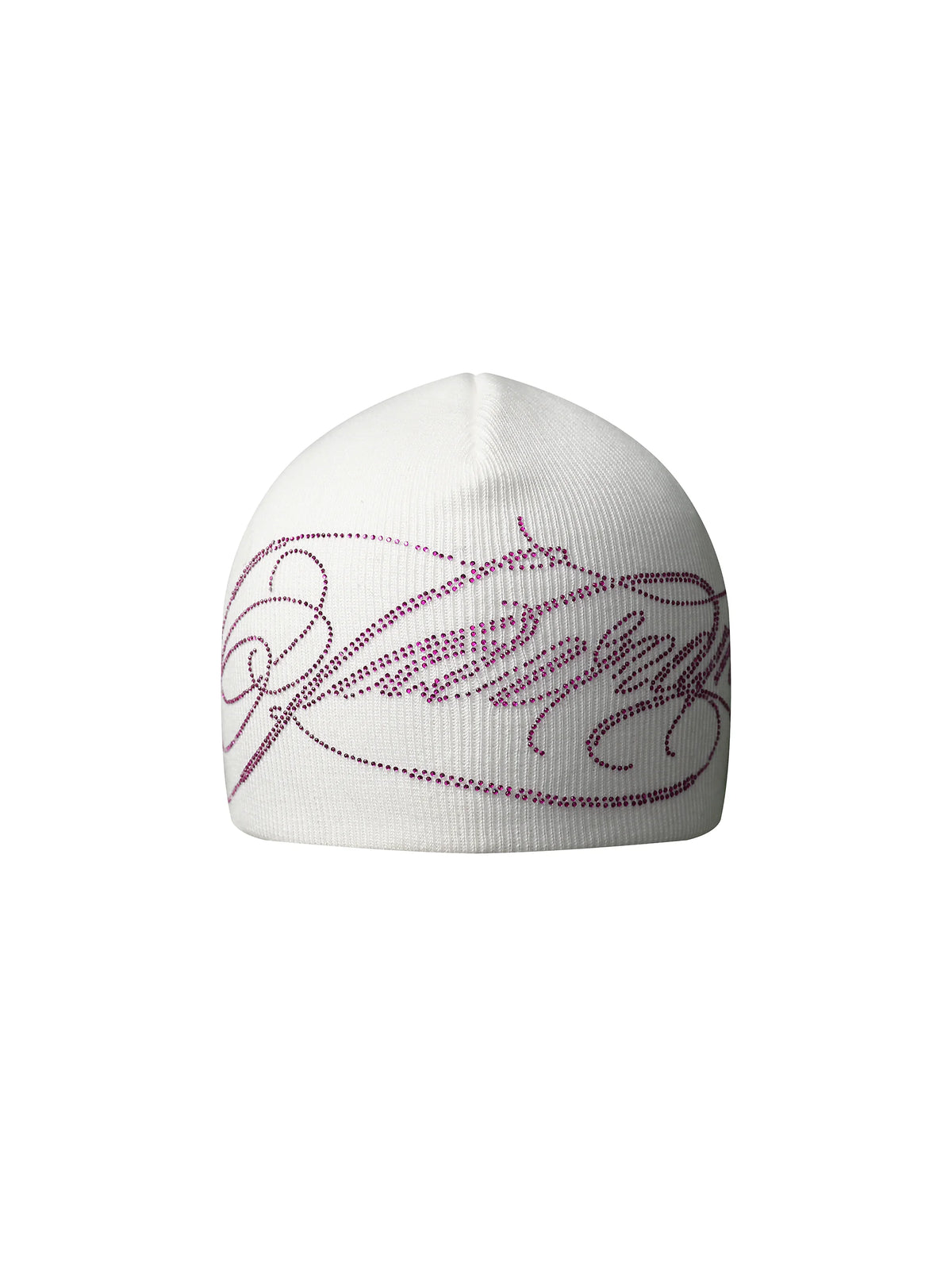 KARMANISTIC Rhinestone Knit Beanie - White
